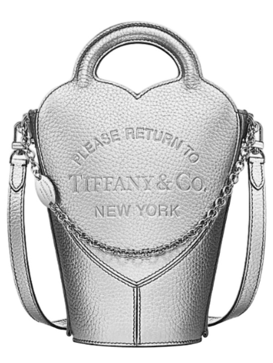 Tiffany & Co. Handbags - Tiffany & Co. Silver Heart-Shaped Crossbody Bag with Chain Detail
